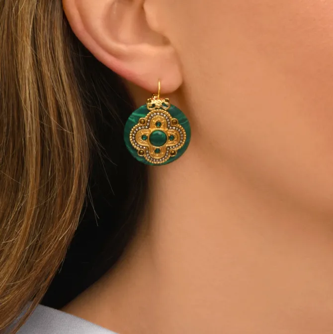 Positano thin sleeper earrings - green