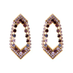 Precious graphic pierced stud earrings - purple