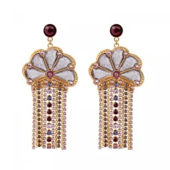 Precious pierced stud drop earrings - violet
