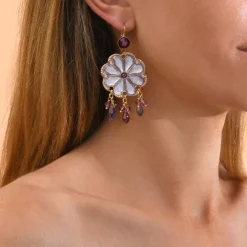 Precious sleeper earrings - purple