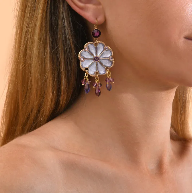 Precious sleeper earrings - purple