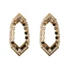 Precious thin pierced stud earrings - black