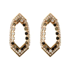 Precious thin pierced stud earrings - black