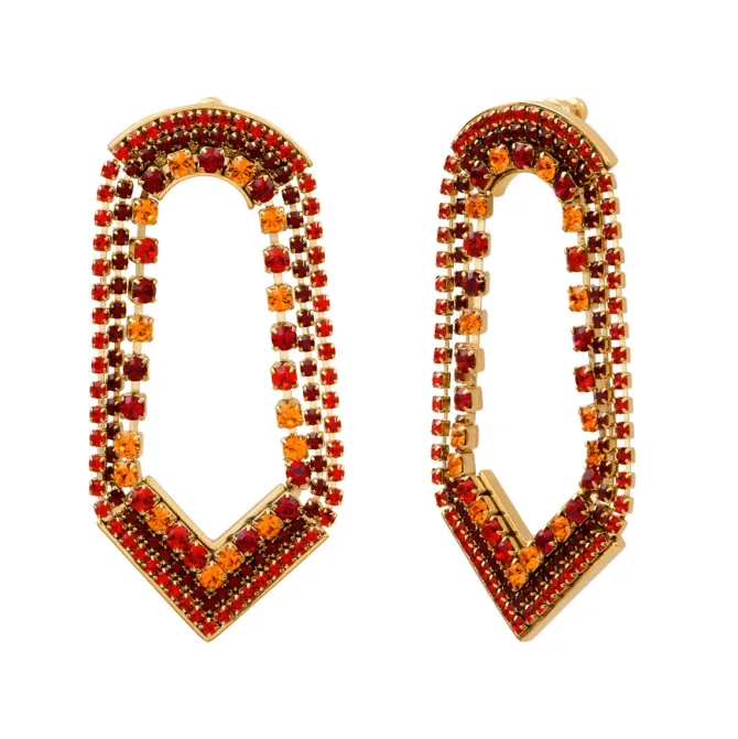 Precious wide stud earrings - red