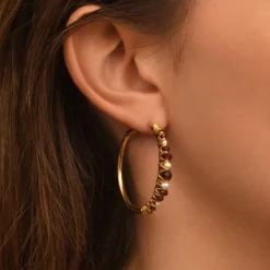 Salina hoop earrings - garnet