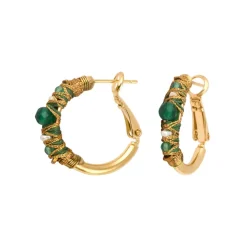 Salina hoop earrings - green agate
