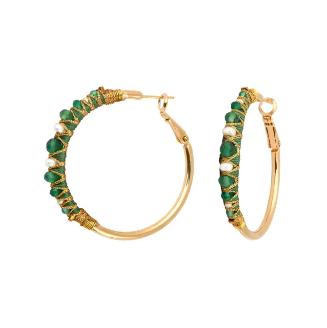 Salina hoop earrings - green agate