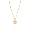 Sun pendant necklace in hammered metal with crystal - pink