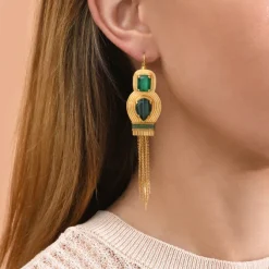 Sun sleeper drop earrings - green