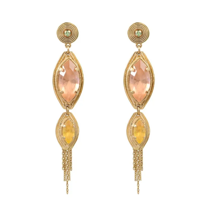 Sun-shaped pierced stud earrings - multicoloured