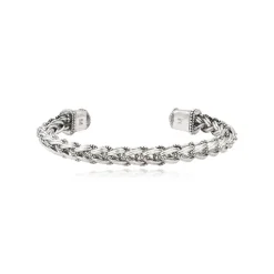 Tess Adjustable Bangle Bracelet - Silver