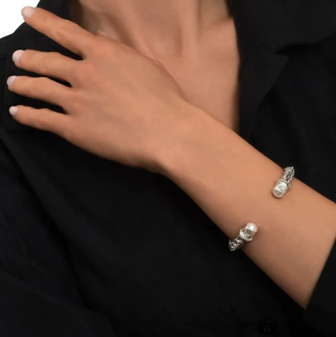 Tess Adjustable Bangle Bracelet - Silver