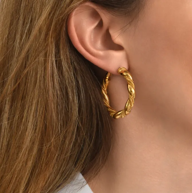 Tess twisted hoop earrings - gold