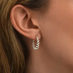 Tess twisted hoop earrings - silver