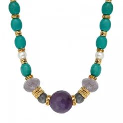 Tiki adjustable necklace - turquoise