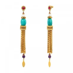 Tiki dangle stud earrings - turquoise