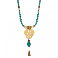 Tiki long necklace - turquoise
