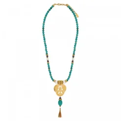 Tiki long necklace - turquoise