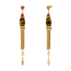 Tiki pierced stud earrings - terracotta pink