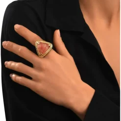 Wide adjustable Byzantium ring – pink