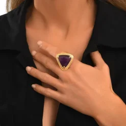 Wide adjustable Byzantium ring – violet