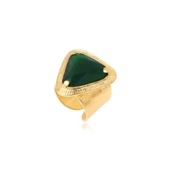 Wide adjustable triangular ring by Byzantium – green