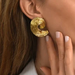 Zaza wide clip-on earrings - gold